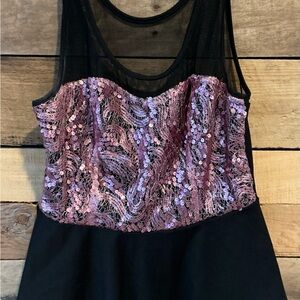 VTG Charlotte Russe L Sequin Mesh Cami Tank Cropped Fairy Boho Y2K‎ Club Wear